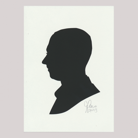 
        Front of silhouette, with man looking left.